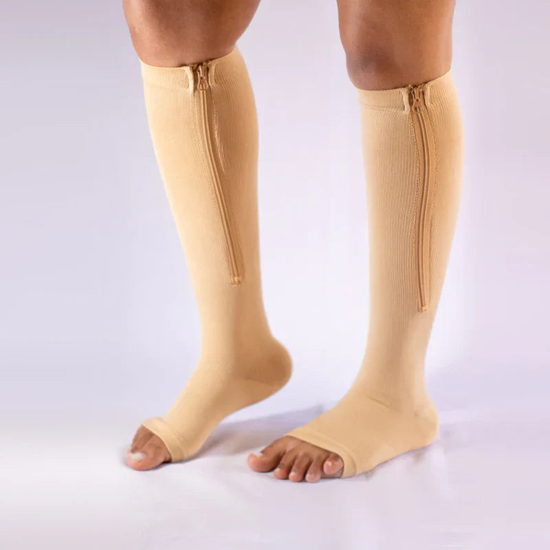 FlexZip – Stretch Socks con zip - Beige - L