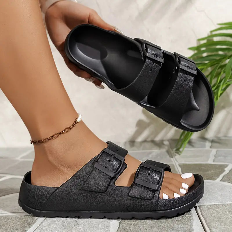 Summer – Women's Comfort Sandals - Black - 37