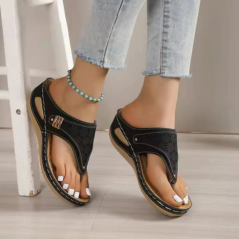 Camélia – Women's Comfort Sandals - Black - 34