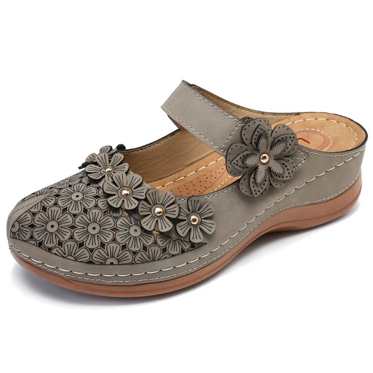 Flowers – Women's Comfort Sandals - Black - 42
