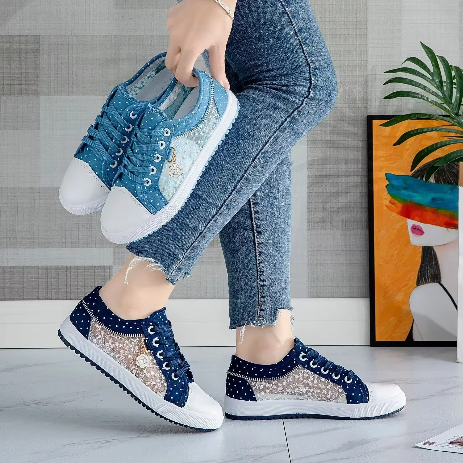 Floratta – Comfort Trainers - Blue - 39