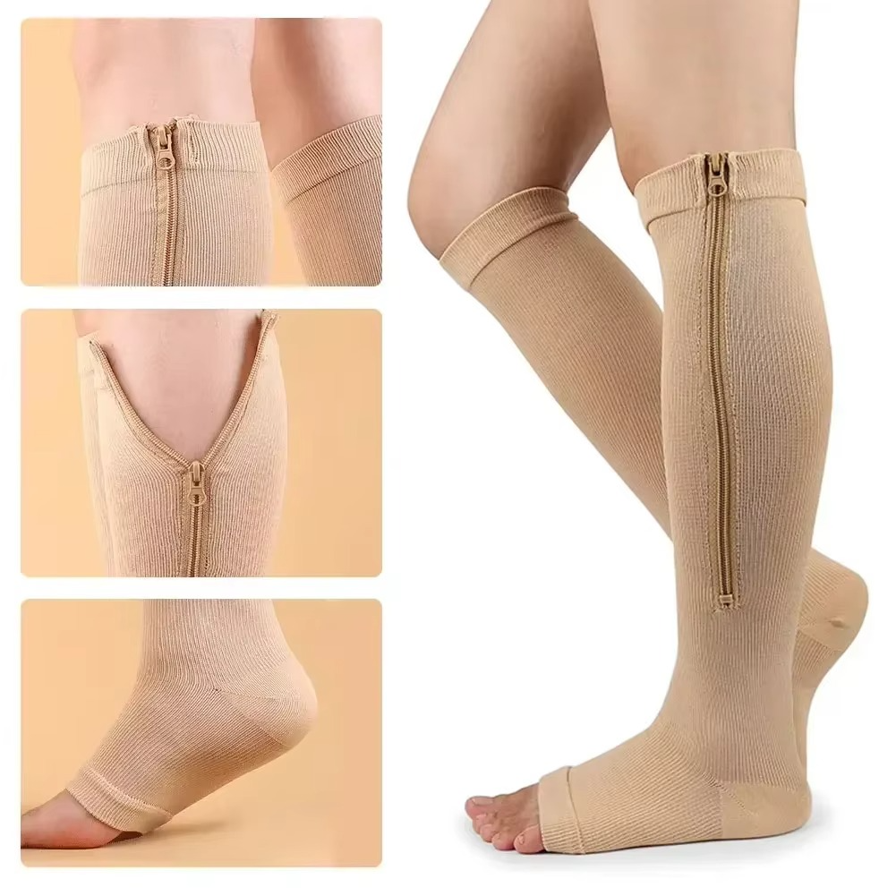 FlexZip – Stretch Socks con zip - Beige - M