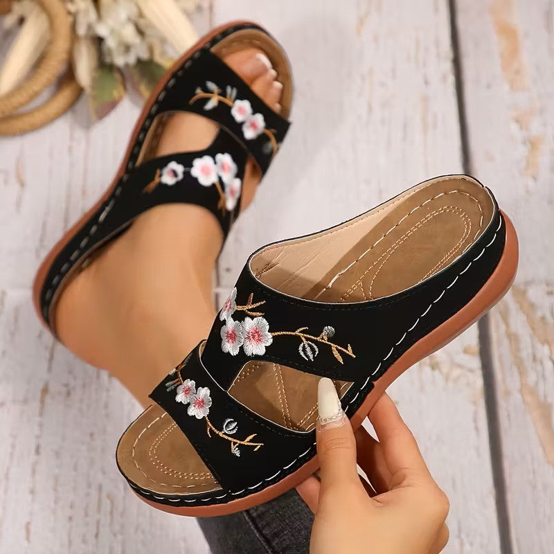 Flower – Women's Comfort Sandals - Black - 41