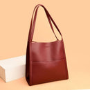 Solid Color Simple Genuine Leather Shoulder Bag
