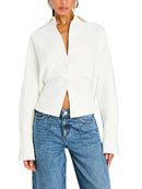 Rhia Crepe Draped Button Down Shirt