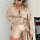 Women's Solid Color Long Sleeve Shirt Dress