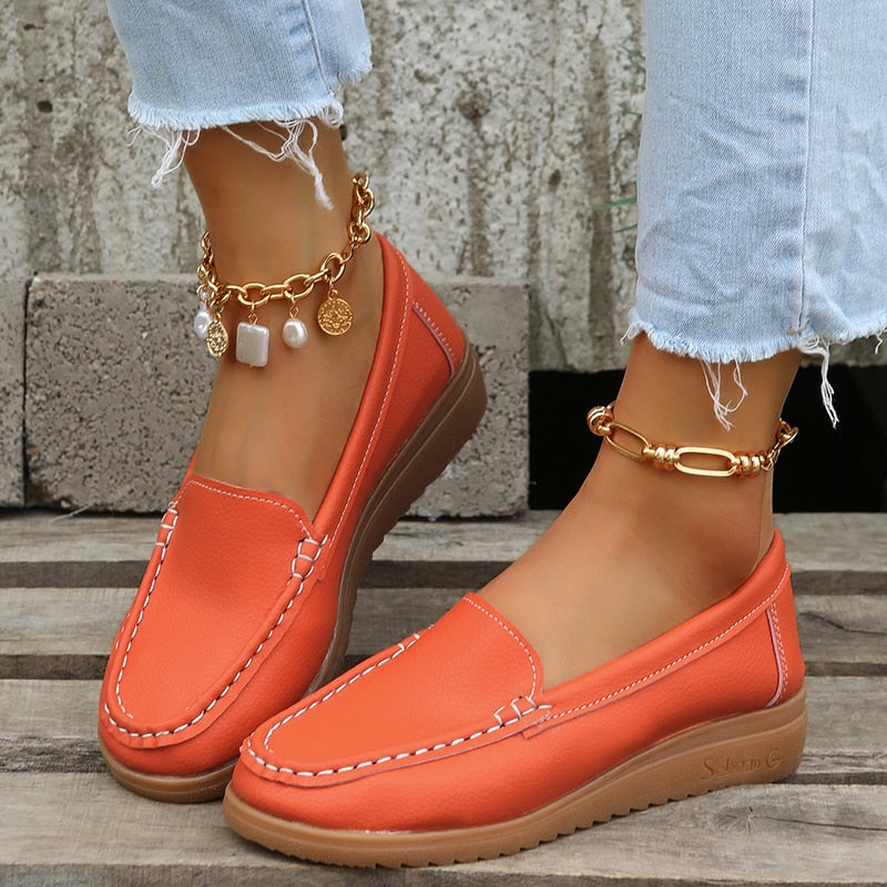 Elegant – Comfort Loafers - Orange - 36