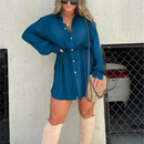 Women's Solid Color Long Sleeve Shirt Dress