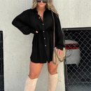 Women's Solid Color Long Sleeve Shirt Dress