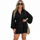 Women's Solid Color Long Sleeve Shirt Dress