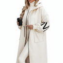 Women's Hooded Long Sleeve Knitted Sleeves Patchwork Casual Jacket