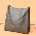 Solid Color Simple Genuine Leather Shoulder Bag