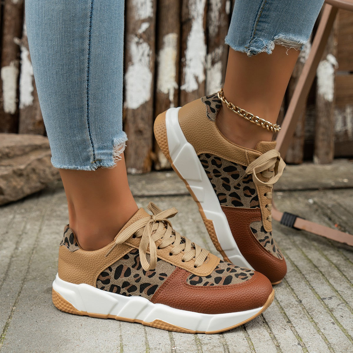 Safari – Women's Comfort Trainers - Leopard Print - 41