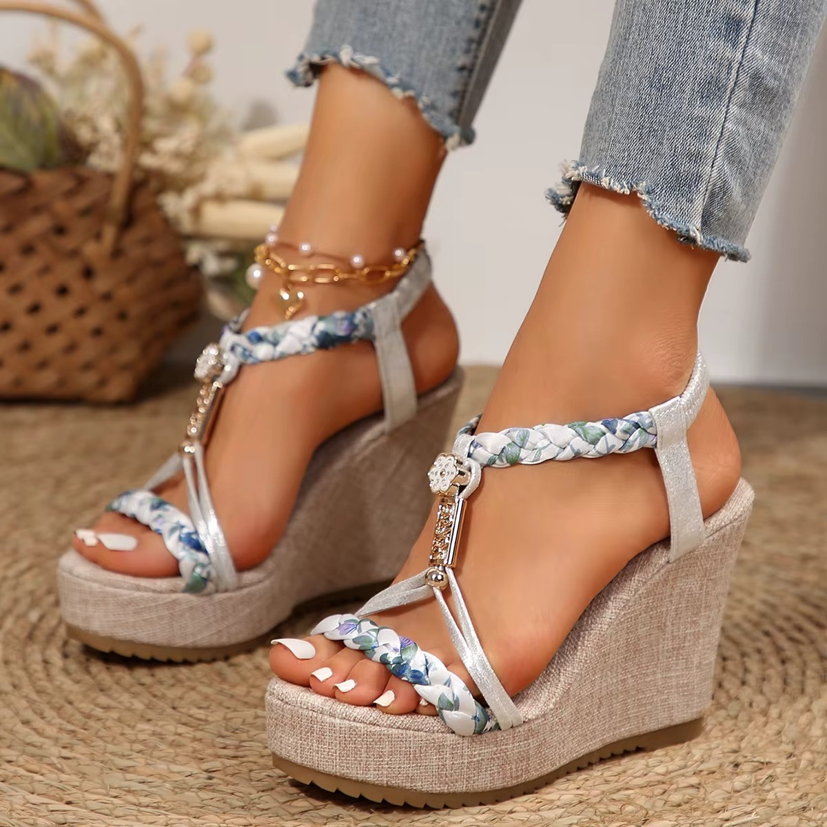 Dona – Women's Comfort Wedge Sandals - Beige - 35