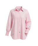 Mid-length Smocked Shirt With Striped